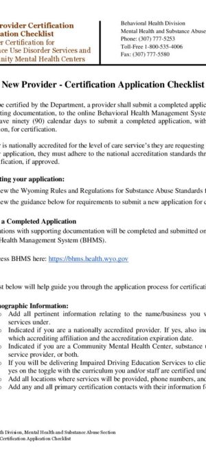 New Provider Certification Checklist 08.2026
