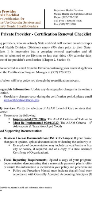 Private Provider- Renewal Application Checklist 08.2026