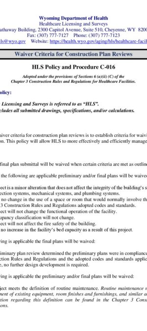 C-016 &ndash; Waiver Criteria for Construction Plan Reviews