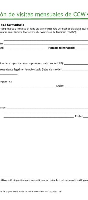 CCW Form 11 &ndash; Monthly Visit Verification Form 07_2026 (Spanish) (1).docx